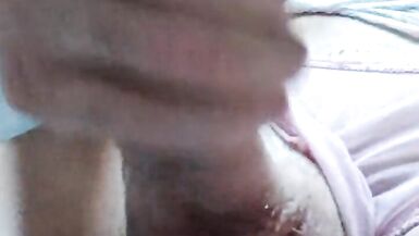 Crossdressing guy Masturbating with white smoking and transparent pink pantie - 12 image