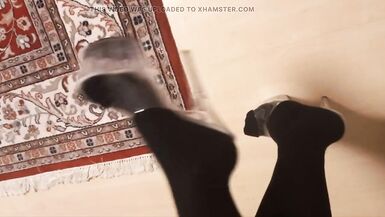 crossdresser in tights and stripper high heels - 10 image