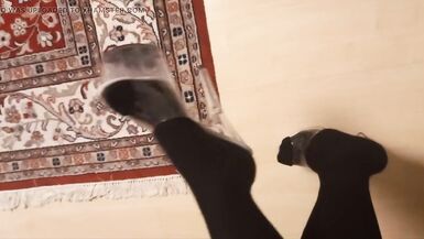 crossdresser in tights and stripper high heels - 13 image