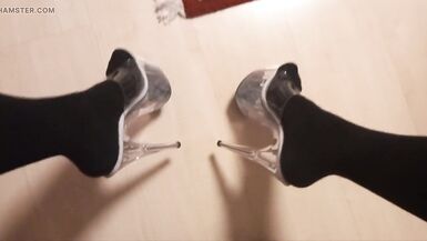 crossdresser in tights and stripper high heels - 15 image