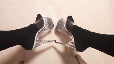 crossdresser in tights and stripper high heels - 3 image