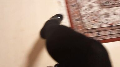 crossdresser in tights and stripper high heels - 4 image