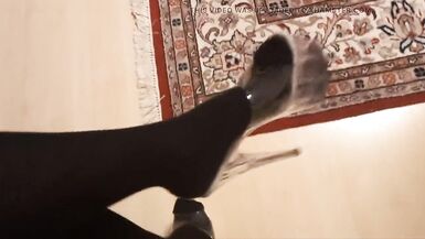 crossdresser in tights and stripper high heels - 8 image