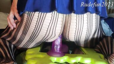 Sexy shemale in lingerie anal invasion - double penetration toys and own cock - 2 image