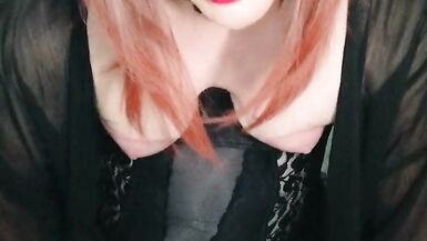 Trans redhead at play