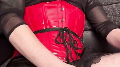 Crossdresser plays with her cock & cums - 14 image