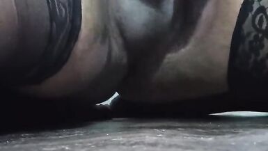 Jerking my tiny cock in stockings - 2 image