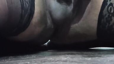 Jerking my tiny cock in stockings - 3 image