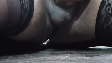 Jerking my tiny cock in stockings - 6 image