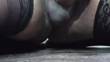 Jerking my tiny cock in stockings - 8 image