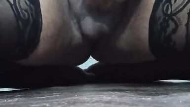 Jerking my tiny cock in stockings - 9 image