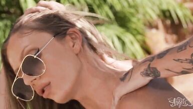 Jade Venus Sees Theo Brady Jerking Off While Watching Her In The Pool & Goes To Him & Suck His Dick - TRANS ANGELS