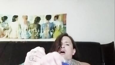 Trans beauty enjoys cum shots all around