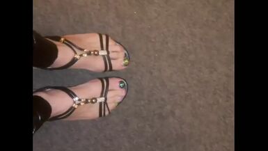 I made a quick feet teaser with my irradescent glitter nail polish I feel so sexy with painted toes