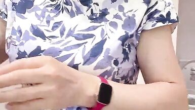 Matured cross dresser wearing a blonde wig and masturbated in a rest room - 3 image