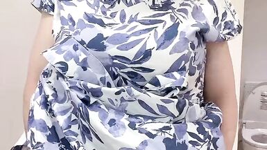 Matured cross dresser wearing a blonde wig and masturbated in a rest room - 5 image