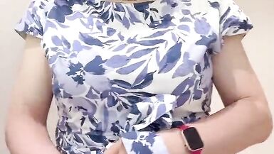 Matured cross dresser wearing a blonde wig and masturbated in a rest room - 8 image