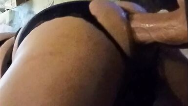 Panties on in the doggie position taking big dildo - 1 image