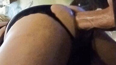 Panties on in the doggie position taking big dildo - 10 image