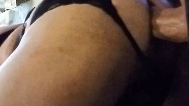 Panties on in the doggie position taking big dildo - 4 image