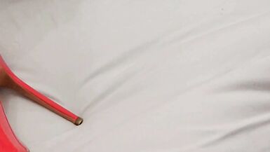 Small dick femboy sissy crossdresser in plays with limp clitty in heels and a skirt - 13 image