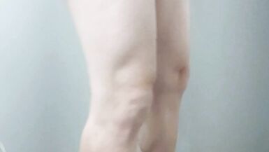 Small dick femboy sissy crossdresser in plays with limp clitty in heels and a skirt - 5 image