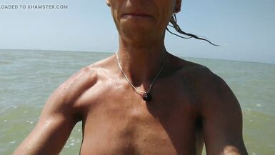 Sexy Lexy swimming nude in the sea on the beach, flirting, posing, playing with water and enjoying sun&sea! - 10 image