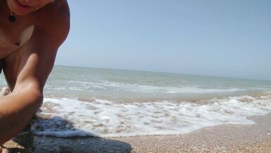 Sexy Lexy swimming nude in the sea on the beach, flirting, posing, playing with water and enjoying sun&sea! - 14 image