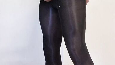 Tgirl Mastubating her Big Cock in Pantyhose, Huge CUMLOAD over nylons - 14 image