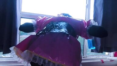 Locked Sissy Maid Cleans Window - 15 image