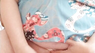 Sissy Aleksa jercing her small dick in china dress and cum - 14 image