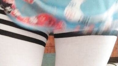 Sissy Aleksa jercing her small dick in china dress and cum - 2 image