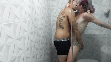 A delicious shower with a horny trans. Part 1. Suck my cock very well - 2 image