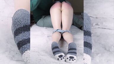 Kitsy Me0w. Traditional OTK hand spanking. Sissy transgender with beautiful round ass and thick thighs. - 5 image