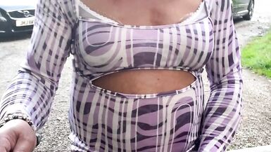 Amateur crossdresser Kellycd2022 sexy milf peeing and masturbating in sexy white panties and pantyhose out in the woods - 15 image