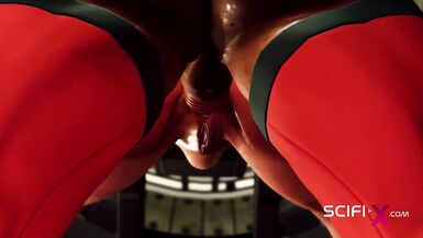 Big tits hot slut hottie in restraints gets fuckd hard by shemale android in the sci-fi dungeon - 13 image