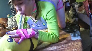 cute femboy sucks and rides his pikachu - 4 image