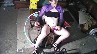 sissy pushes vibrator into inverted cock - 10 image