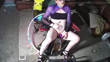 sissy pushes vibrator into inverted cock - 9 image