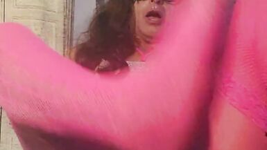 Crossdressing sissy taken a fat 10 incher. Cum on cock and ducks it clean them fucks herself to another orgasm - 7 image