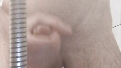 Skinny bitch showering w. cum - 9 image