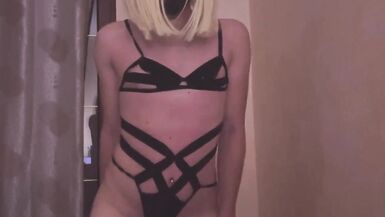 Crossdresser Plays the Slut in Bed Alone