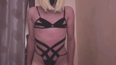 Crossdresser Plays the Slut in Bed Alone - 9 image