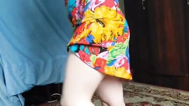 +18 Youtube Model Crossdresserkitty Sexy Villager Housewife Dress Long Stockings White BBW Femboy Stripteasing At Stepsister - 8 image