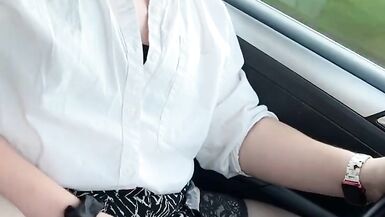 Sexy college shemale cumming down the highway - 11 image