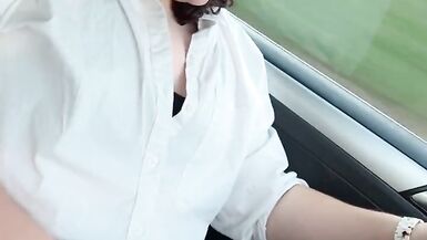 Sexy college shemale cumming down the highway - 2 image