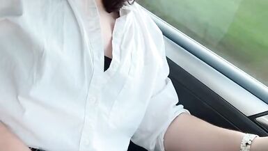 Sexy college shemale cumming down the highway - 3 image