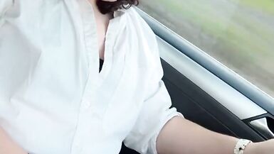 Sexy college shemale cumming down the highway - 5 image