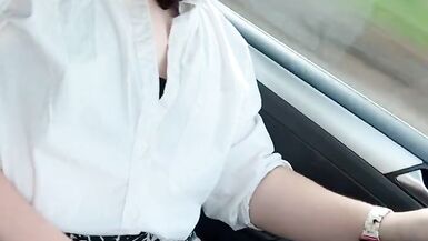 Sexy college shemale cumming down the highway - 9 image