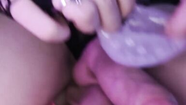 Femboys rub their big dicks and cum together with a masturbation toy - 13 image